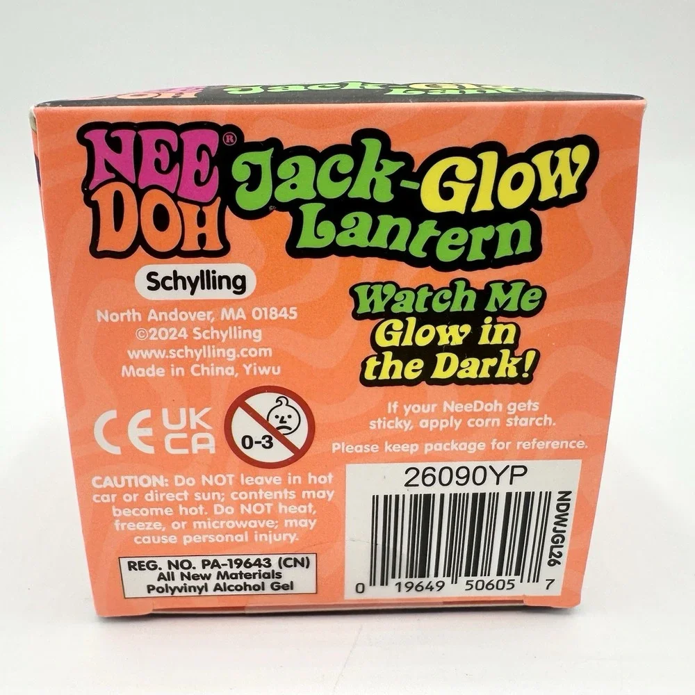 New Sealed NeeDoh Purple Jack Glow Pumpkin Halloween Glow In The Dark Schylling